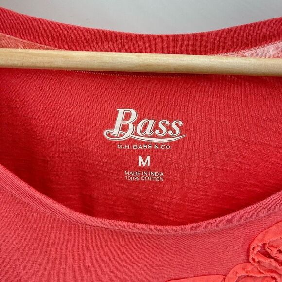 G.H Bass & Co. Women’s Cotton Textured Flower 3/4 Sleeve Top Pink Size Medium - Picture 6 of 9